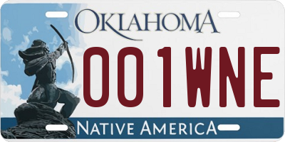 OK license plate 001WNE