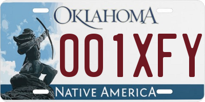 OK license plate 001XFY