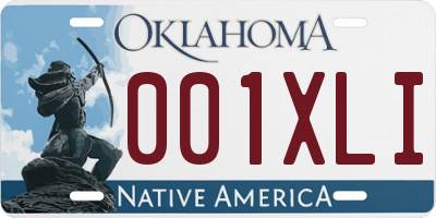 OK license plate 001XLI