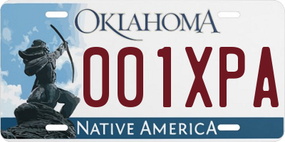 OK license plate 001XPA