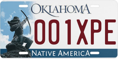 OK license plate 001XPE