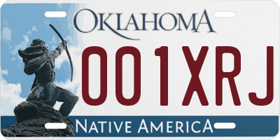 OK license plate 001XRJ
