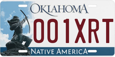 OK license plate 001XRT