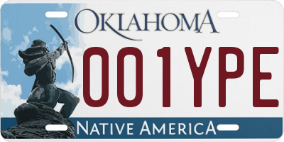 OK license plate 001YPE