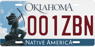 OK license plate 001ZBN