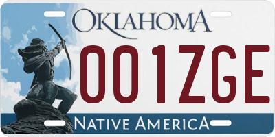 OK license plate 001ZGE
