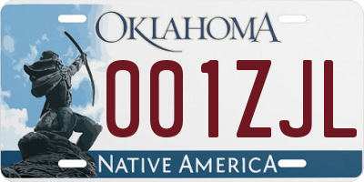 OK license plate 001ZJL