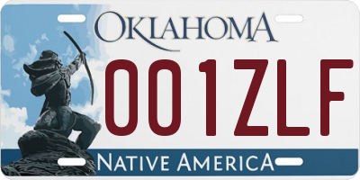 OK license plate 001ZLF