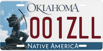 OK license plate 001ZLL