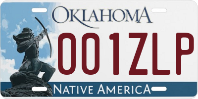 OK license plate 001ZLP