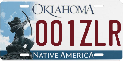 OK license plate 001ZLR