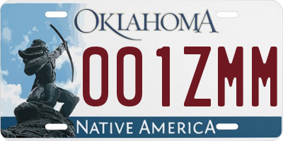 OK license plate 001ZMM