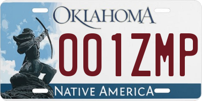 OK license plate 001ZMP