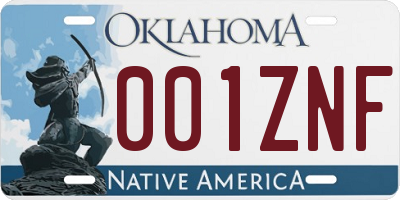 OK license plate 001ZNF