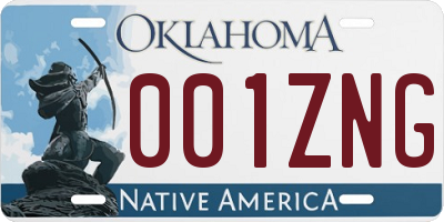 OK license plate 001ZNG