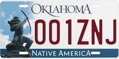 OK license plate 001ZNJ
