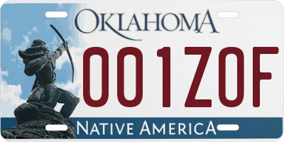 OK license plate 001ZOF