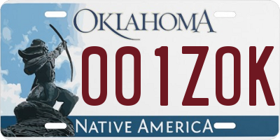 OK license plate 001ZOK