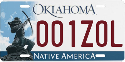 OK license plate 001ZOL