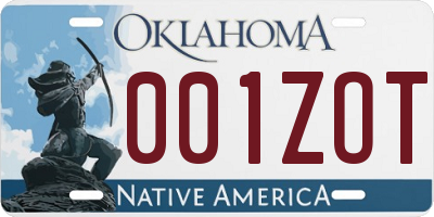 OK license plate 001ZOT
