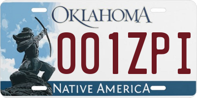 OK license plate 001ZPI
