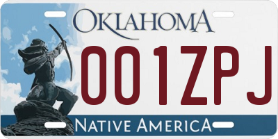 OK license plate 001ZPJ