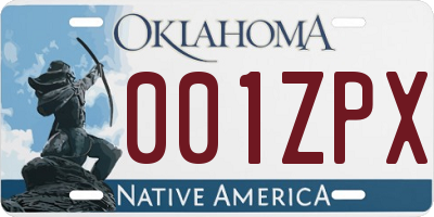 OK license plate 001ZPX