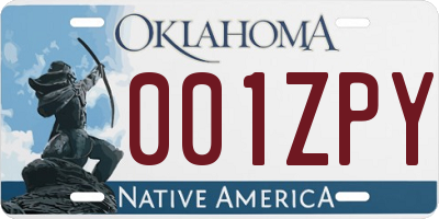 OK license plate 001ZPY