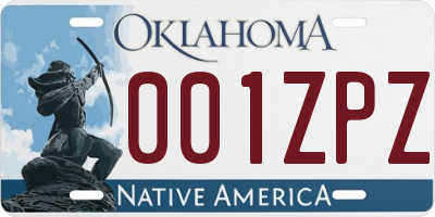 OK license plate 001ZPZ