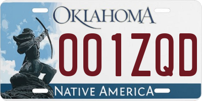 OK license plate 001ZQD