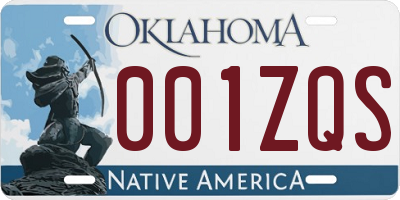 OK license plate 001ZQS
