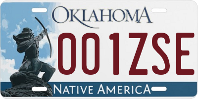 OK license plate 001ZSE