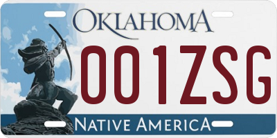 OK license plate 001ZSG