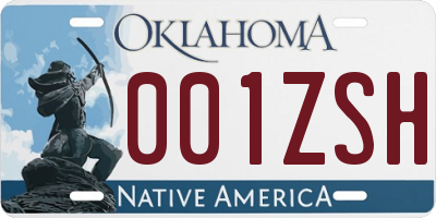 OK license plate 001ZSH