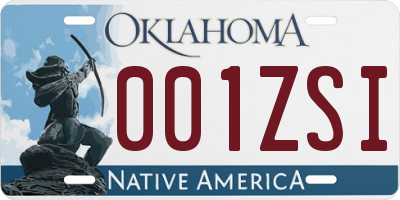 OK license plate 001ZSI