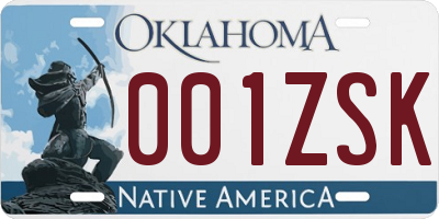 OK license plate 001ZSK