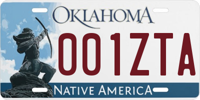 OK license plate 001ZTA