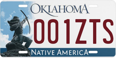 OK license plate 001ZTS