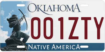 OK license plate 001ZTY