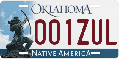 OK license plate 001ZUL