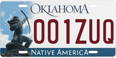 OK license plate 001ZUQ