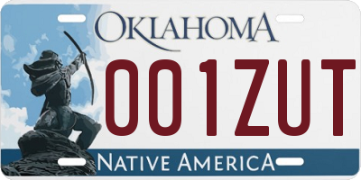 OK license plate 001ZUT