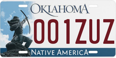 OK license plate 001ZUZ
