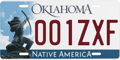 OK license plate 001ZXF