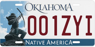 OK license plate 001ZYI