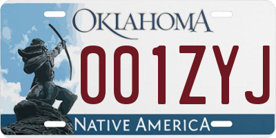 OK license plate 001ZYJ