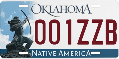 OK license plate 001ZZB