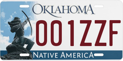 OK license plate 001ZZF