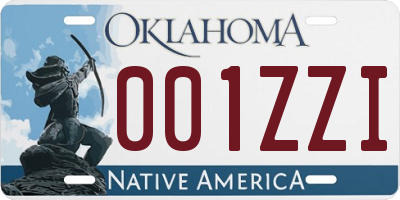 OK license plate 001ZZI