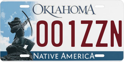 OK license plate 001ZZN